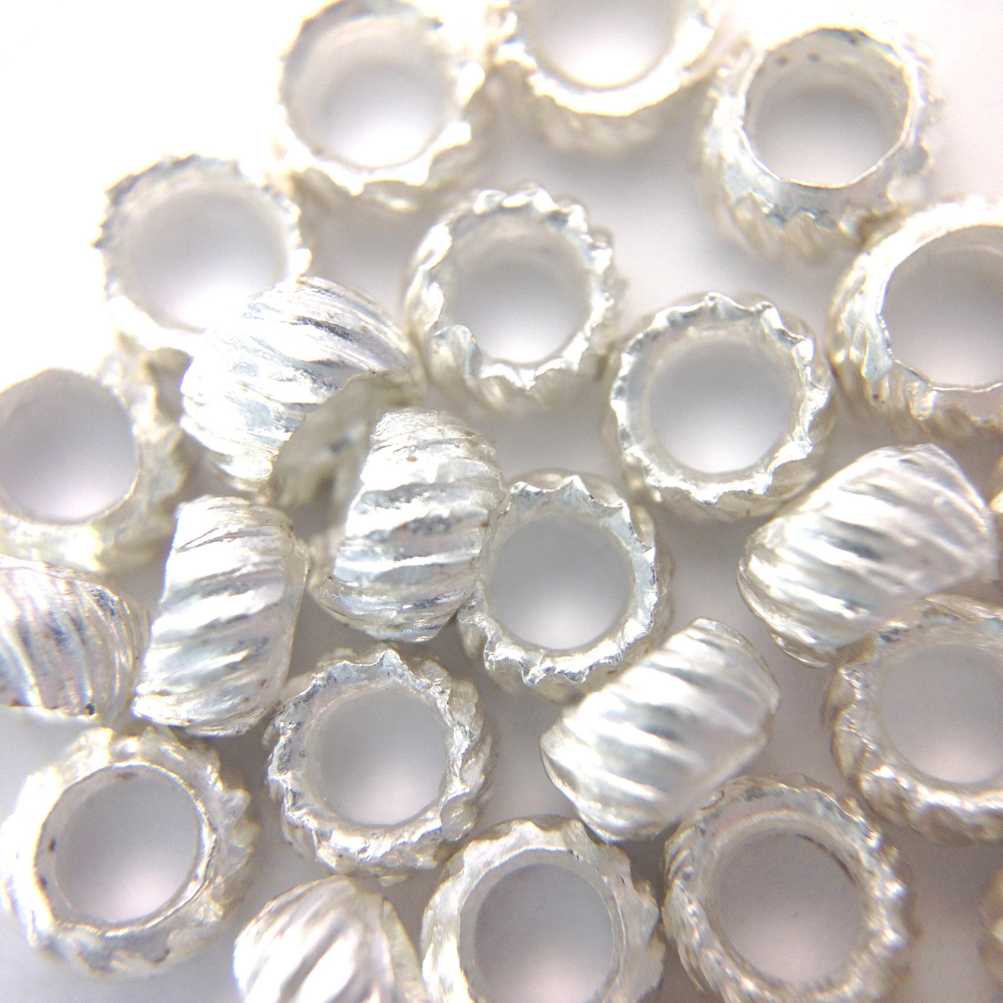 8mm Frosted Beads, Sterling Silver (10 Pieces)