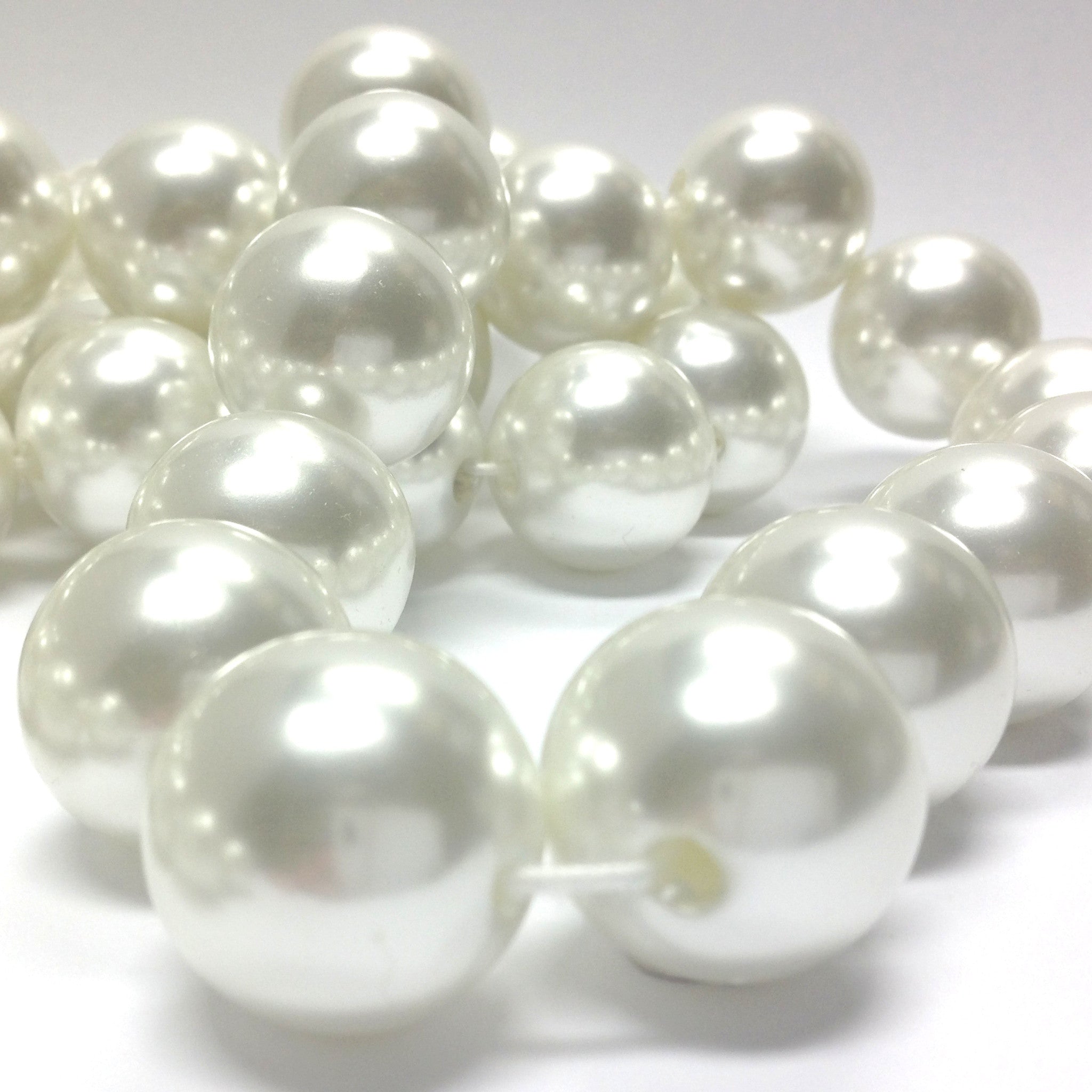Large White Pearls with Hole - 3 Sizes of Beads 