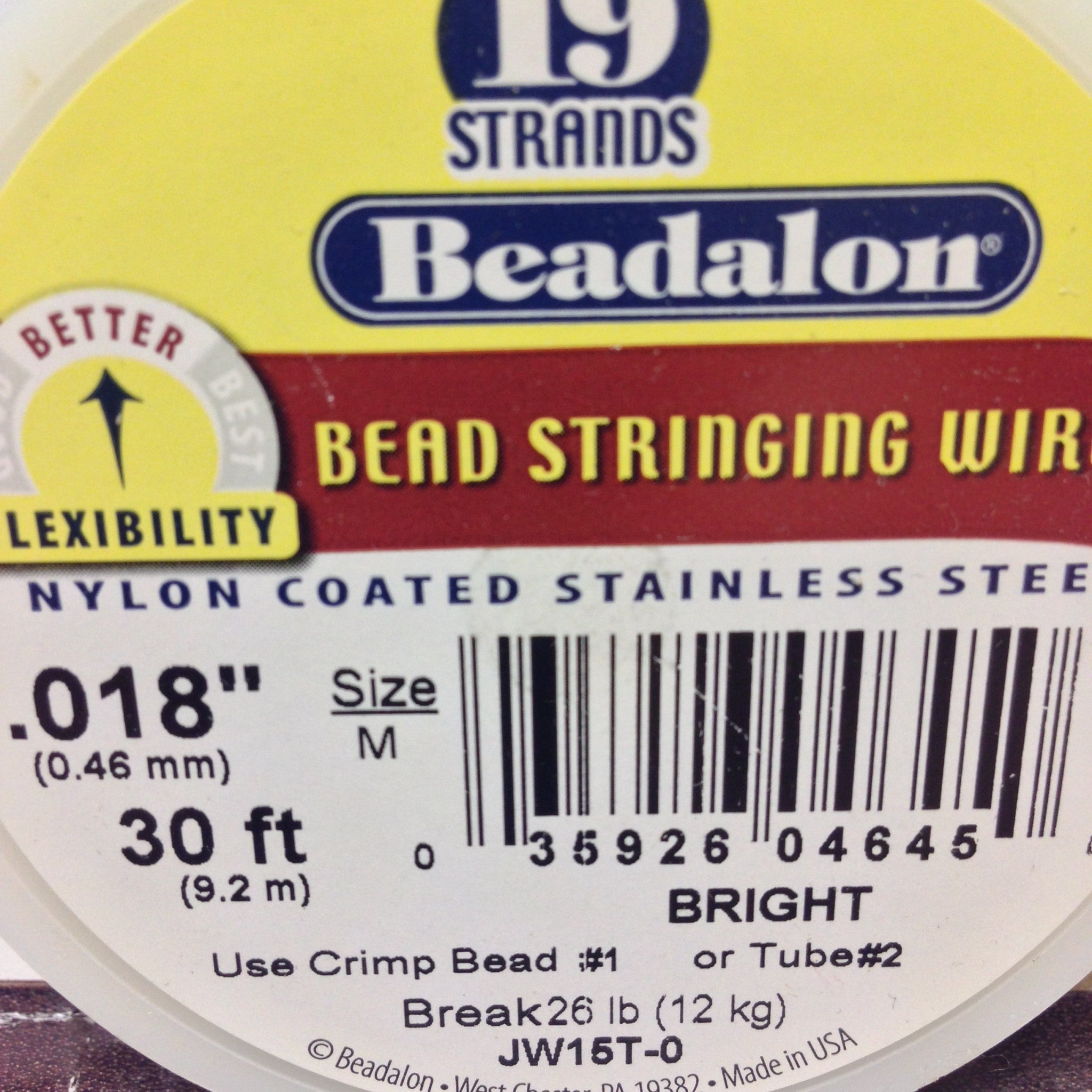 19 Strand Stainless Steel Bead Stringing Wire, .018 in (0.46 mm