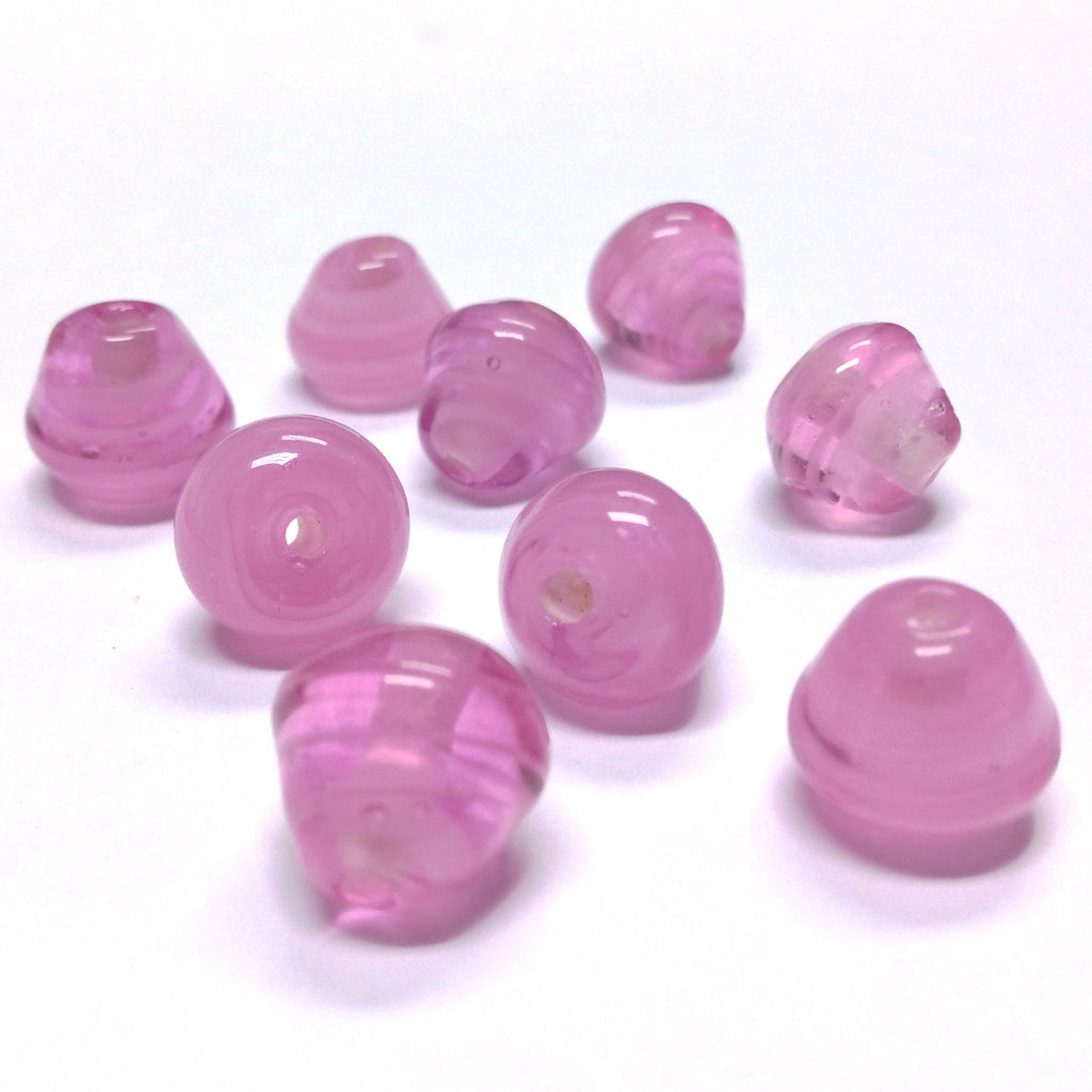 12MM Pink Swirl Glass Pearshape Bead (50 pieces)