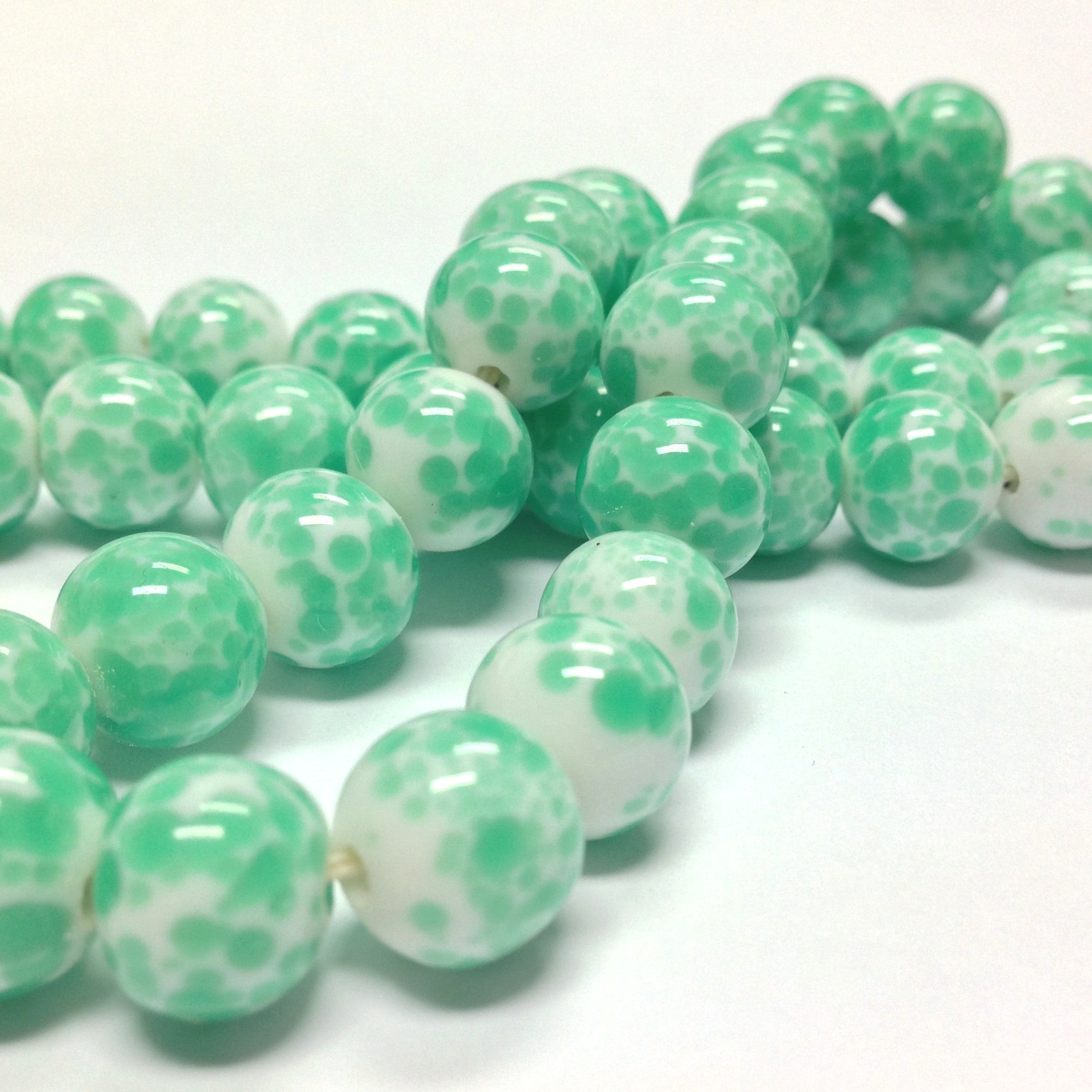 10MM White Luster Glass Beads (100 pieces)