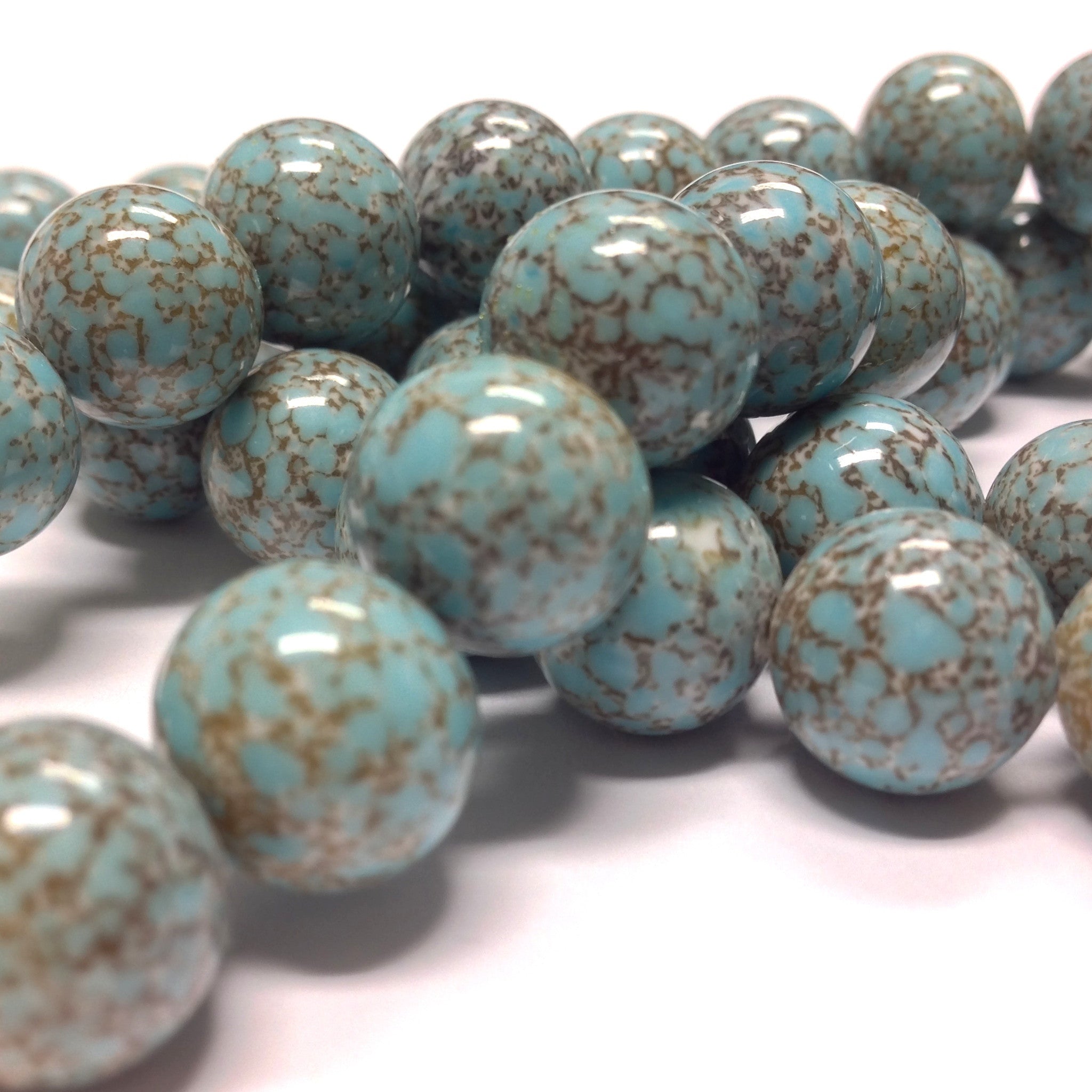 10 mm Turquoise Spray Painted Glass Bead