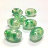 15X10MM Jade/White Opal Glass Oval Bead (36 pieces)